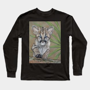 cute baby cougar big cat wildlife Long Sleeve T-Shirt